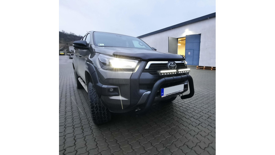 Bullbar, window visors, spot light installed on Toyota Hilux 2023